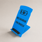WAYHOME Mobile Stand – Recharge Yourself Edition, blue powder-coated mild steel phone & tablet stand